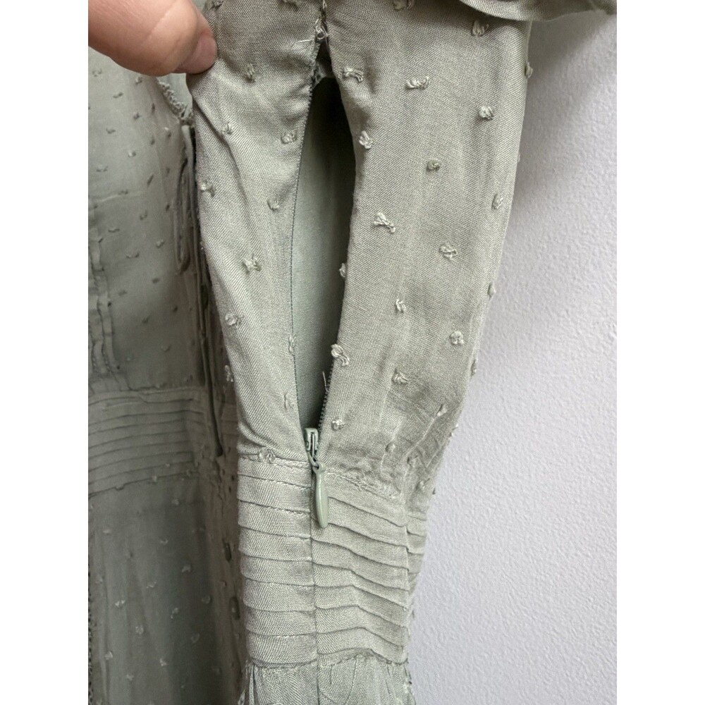 NWT Lulus Completely In Love Swiss Dot Button-Front Maxi Dress Sage Green Sz m - Picture 4 of 12